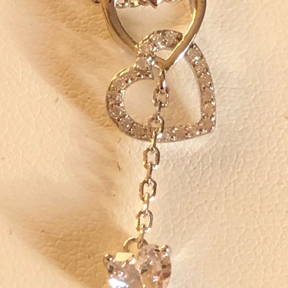 NWOT Sterling Silver 3 Heart Necklace - Picture 3 of 7